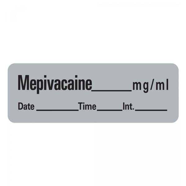 Anesthesia Label DTI Mepivacaine mg/ml Gray 1-1/2x1/2" 600/Rl