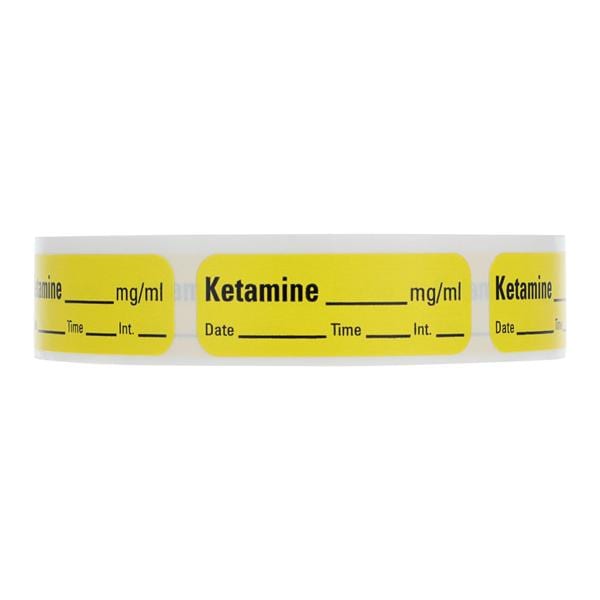 Anesthesia Label DTI Ketamine mg/ml Yellow 1-1/2x1/2" 600/Rl