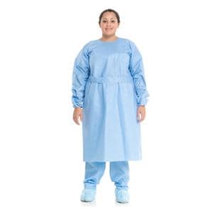 Isolation Gown AAMI Level 3 Medium Weight SMS Large Blue 100/Ca