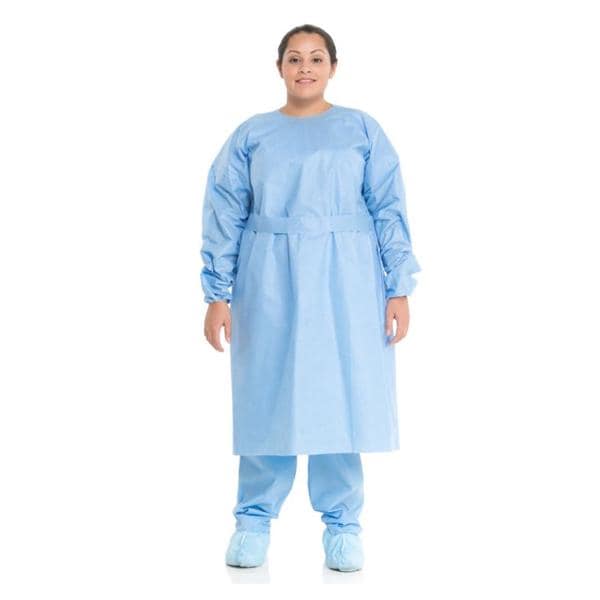 Isolation Gown AAMI Level 3 Medium Weight SMS Large Blue 100/Ca