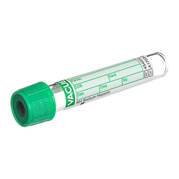 Vacuette Venous Blood Collection Tube Green/Green 13x75mm 4mL Pl-Cp Plstc 50/Pk, 24 PK/CA