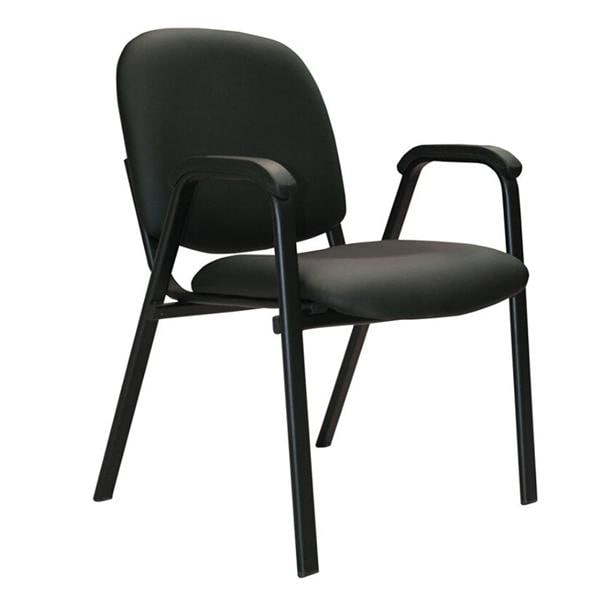 Stacking Bonded Leather Guest Chair With Arms Black Ea