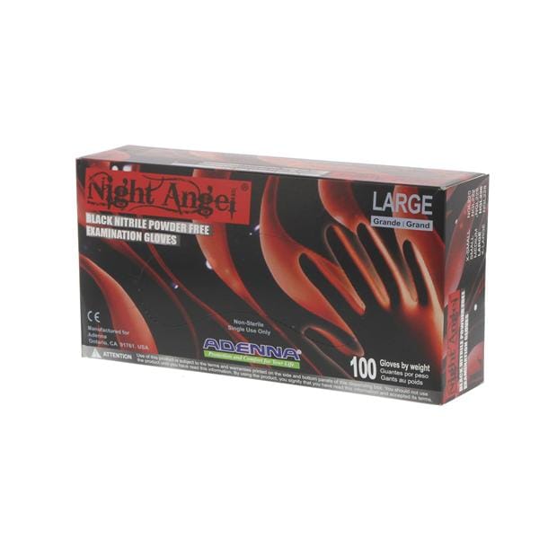 Night Angel Nitrile Exam Gloves Large Black Non-Sterile