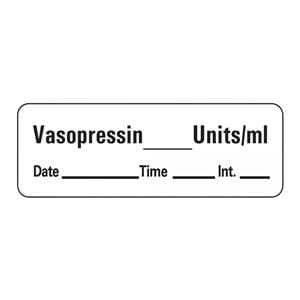 Label Vasopressin 1.5x.5" White 600/Rl 600/Rl