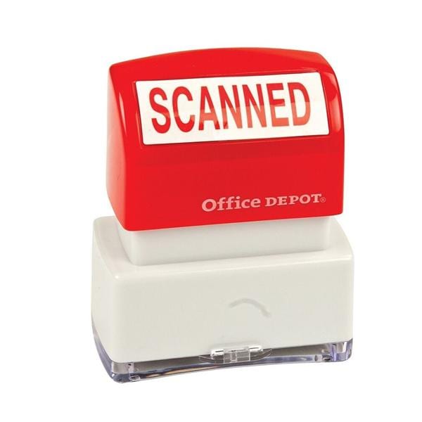 Office Depot Brand Pre-Inked Message Stamp "Scanned" Red Ea