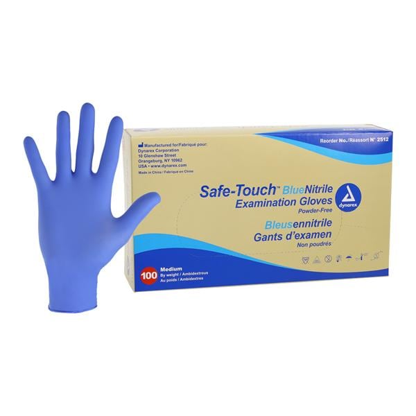 SafeTouch Nitrile Exam Gloves Medium Blue Non-Sterile