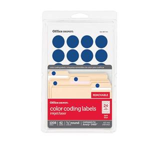 Removable Color-Coding Labels 3/4 in Diameter Dark Blue 1008/Pk