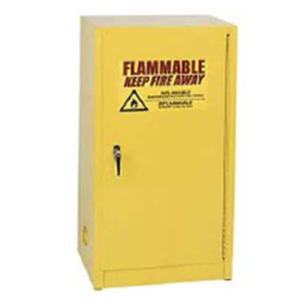 Storage Cabinet 1 Manual Door/2 Shelves Steel Lockable Yellow Ea