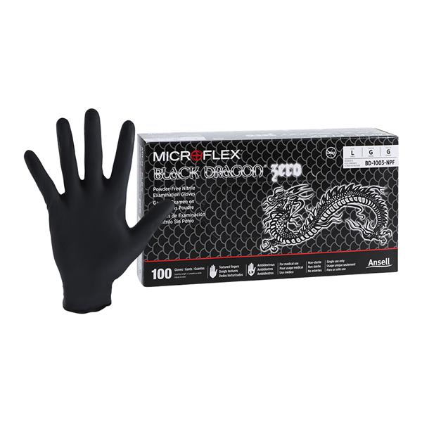 Black Dragon Nitrile Exam Gloves Large Black Non-Sterile