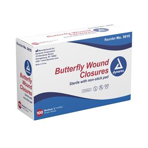Butterfly Wound Closure Plastic .38x1.81" White Sterile 2400/Ca
