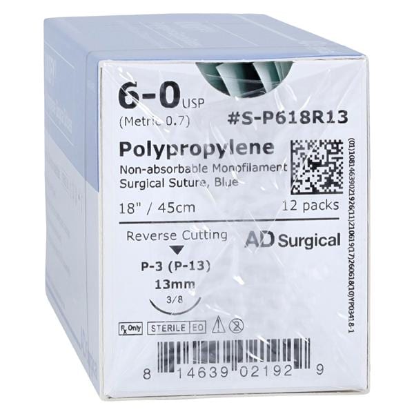 Unify Prolene Suture 6-0 18" Polypropylene Monofilament P-3 Blue 12/Bx