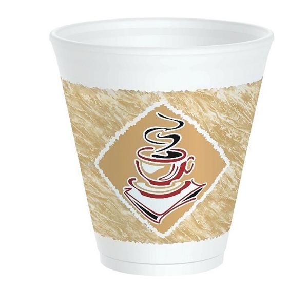 Dart Cafe G Design Foam Cups 12 Oz Brown/Red/White 1000/Bx