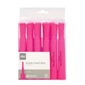 Chisel-Tip Highlighter Plastic Fluorescent Pink 12/Pk