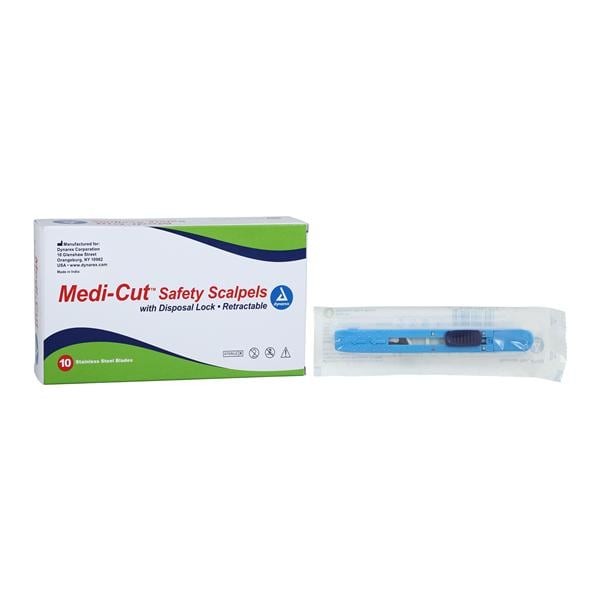 Medi-Cut Disposable Retractable Safety Scalpel #15 Stainless Steel Sterile