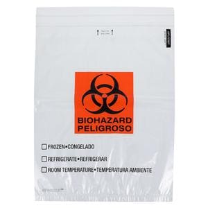 Speci-Zip Biohazard Bag Clear Zip Closure With Symbol 250/Ca