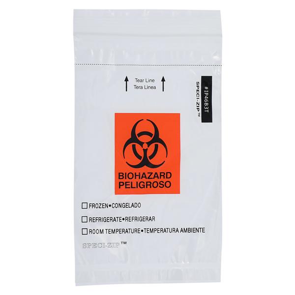 Speci-Zip Biohazard Bag Clear Zip Closure With Symbol 1000/Ca