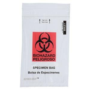 Speci-Zip Biohazard Bag Clear Zip Closure W/ Bio Lg 2Pckt 1000/Ca