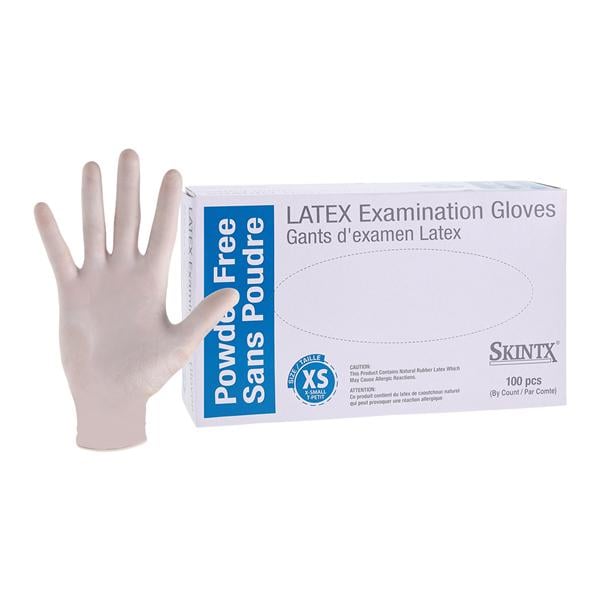 SkinTX Latex Exam Gloves X-Small White Non-Sterile, 10 BX/CA