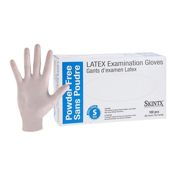 SkinTX Latex Exam Gloves Small White Non-Sterile, 10 BX/CA