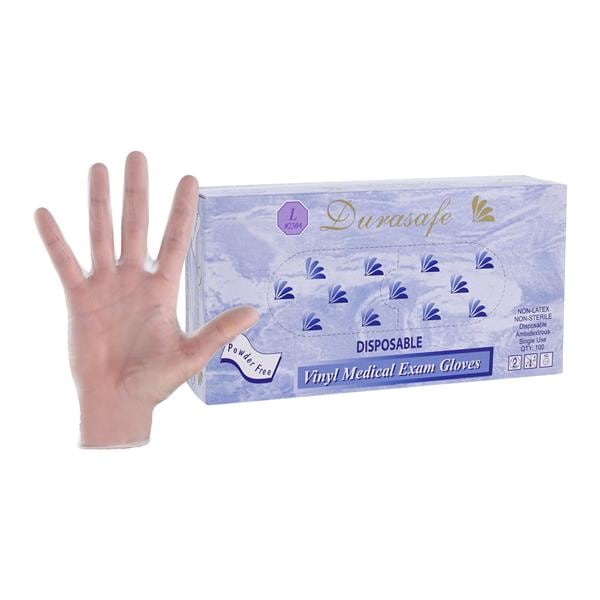 Durasafe Vinyl Exam Gloves Large White Non-Sterile, 10 BX/CA