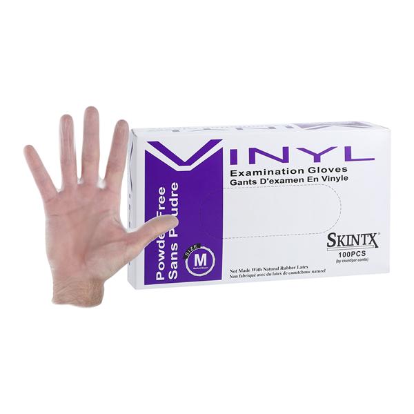 SkinTX Vinyl Exam Gloves Medium White Non-Sterile, 10 BX/CA
