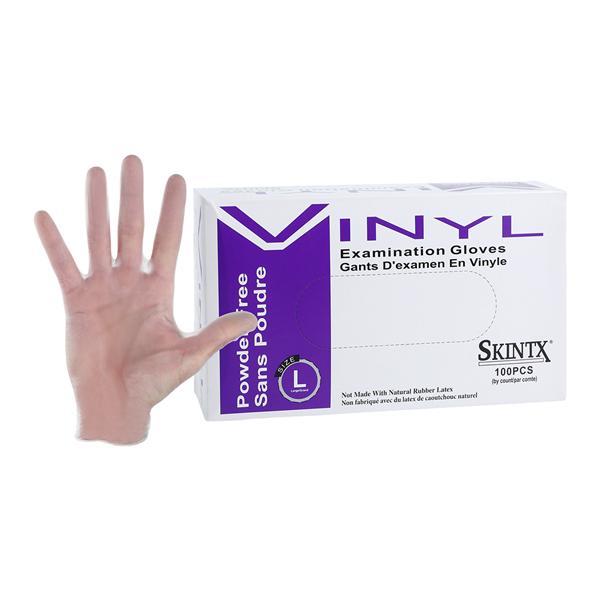 SkinTX Vinyl Exam Gloves Large White Non-Sterile, 10 BX/CA