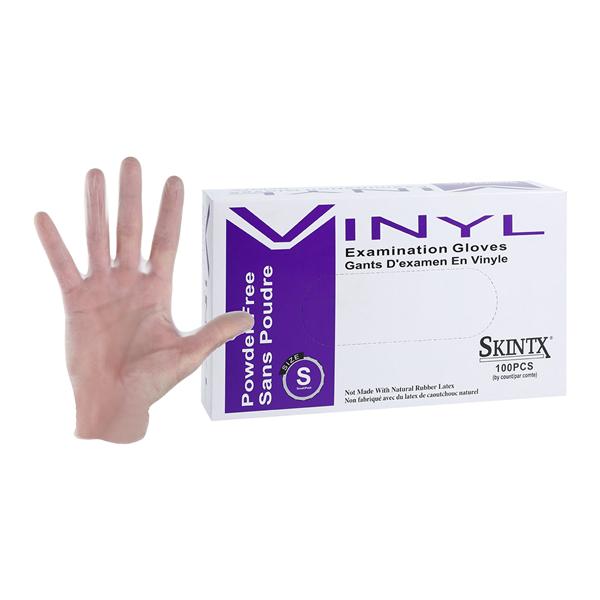 SkinTX Vinyl Exam Gloves Small White Non-Sterile, 10 BX/CA