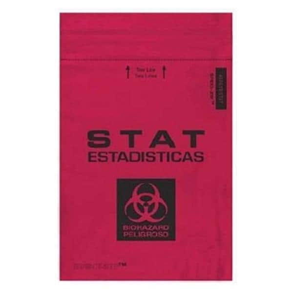 Speci-Zip Stat Biohazard Bag Red/Black Zip Closure 1000/Ca