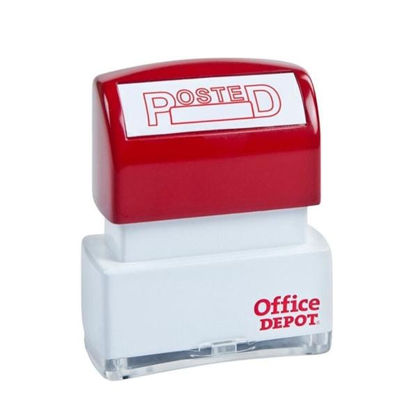 Office Depot Brand Pre-Inked Message Stamp "Posted" Red Ea