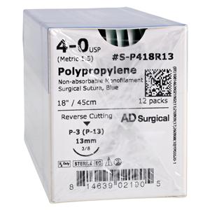 Unify Suture 4-0 18" Polypropylene Monofilament P-3 Blue 12/Bx