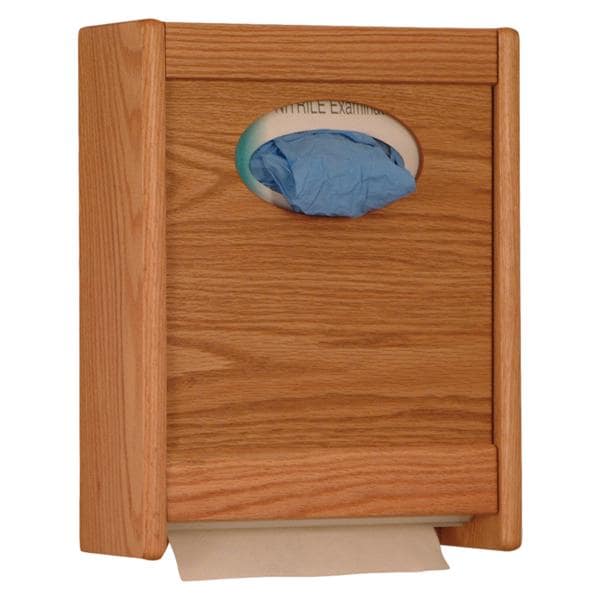 Glove/Towel Dispenser Medium Oak Wood With Waterproof Plastic Bottom Panels Ea