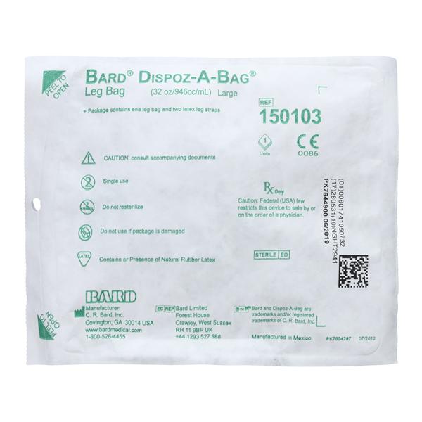 Dispoz-A-Bag Urinary Leg Bag 32oz Reusable Rubber Cap Drain Valve, 48 EA/CA
