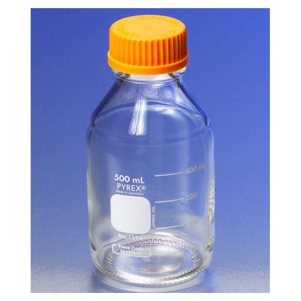 Pyrex Media/Solution Bottle Borosilicate Glass Polypropylene Clear 100mL 10/Ca