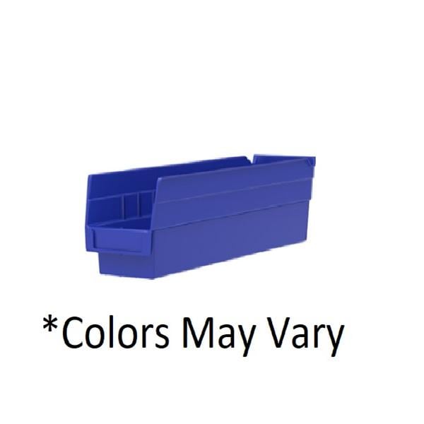 Shelf Bin Blue Plastic With Label Holder 17-7/8x4-1/8x4" 12/Ca