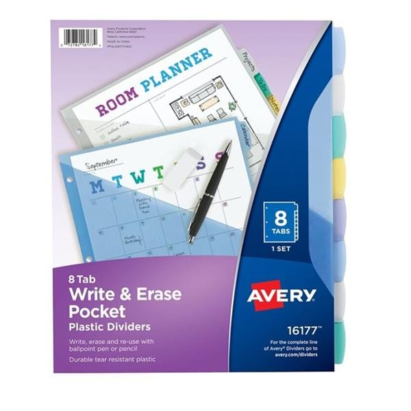 Write-On Dividers 8 1/2 in x 11 in Multicolor 8-Tab Set 1/St