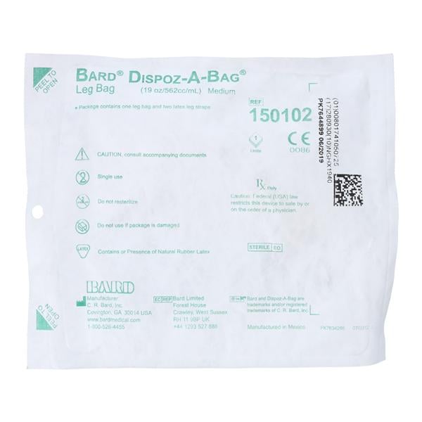 Dispoz-A-Bag Urinary Leg Bag 19oz Reusable Rubber Cap Drain Valve, 48 EA/CA