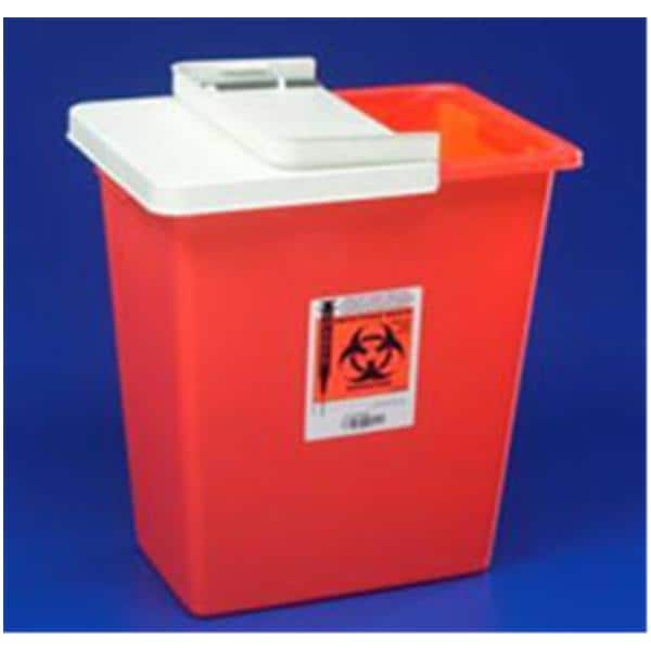 SharpSafety Sharps Container 12g Rd 12.75x18.25x18.75" Adj Hng Ld/Gskt Plstc Ea, 10 EA/CA