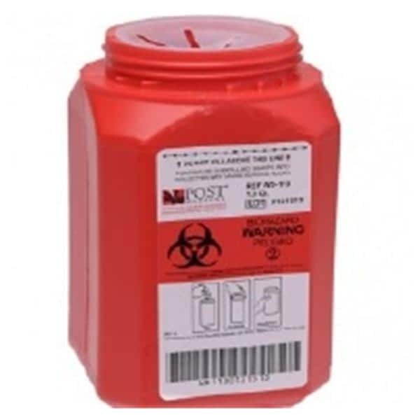 Sharps Collector 1qt Red 3.65x3.65x5.5" Screw Lid Phlebotomy Plastic 24/Ca