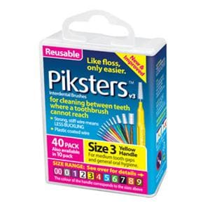 Piksters Interdental Brush Size 3 Yellow Bulk Pack 40/Bx