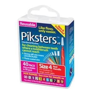 Piksters Interdental Brush Size 4 Red Bulk Pack 40/Bx