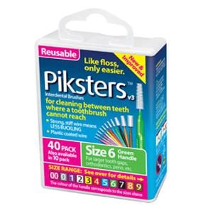 Piksters Interdental Brush Size 6 Green Bulk Pack 40/Bx