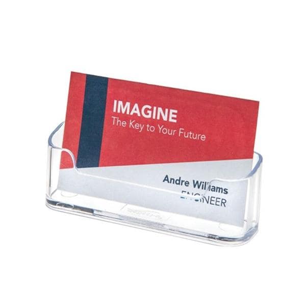 Single-Compartment Business Card Holder 50-Card Capacity Clear Ea