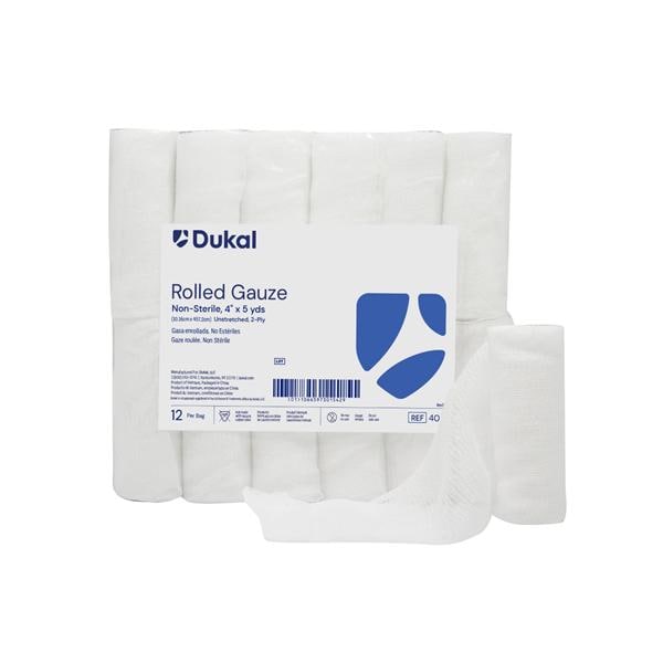 Gauze Bandage Cotton 4"x5yd 2 Ply Non-Sterile 12/Pk, 8 PK/CA