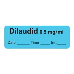 Anesthesia Label DTI Dilaudid 0.5mg/mL Blue 1-1/2x1/2" Ea