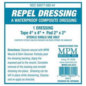 Repel Non-Woven Fabric Composite Dressing 2x2" Square Non-Adherent Adhesive Wt