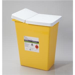 ChemoSafety Chemotherapy Sharps Container 8gal Wht/Ylw 10-1/4x15x17" Ld PP Ea