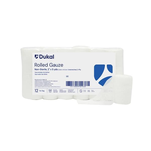 Gauze Bandage Cotton 2"x5yd 2 Ply Non-Sterile 12/Pk, 8 PK/CA
