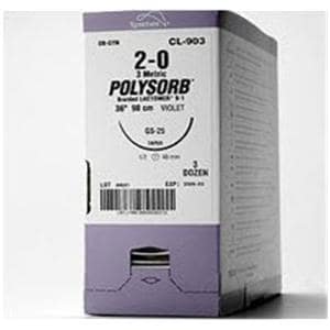 Polysorb Suture 6-0 18" Polyester Braid C-1 Undyed 36/Ca