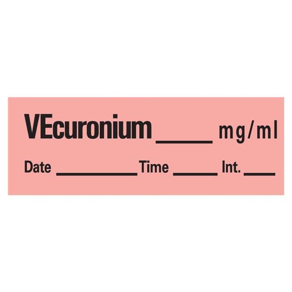 Anesthesia Tape DTI Vecuronium mg/ml Fluorescent Red 1/2x500" 1/Rl