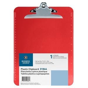 Sparco Plastic Clipboard 8.5 in x 12 in Red Ea